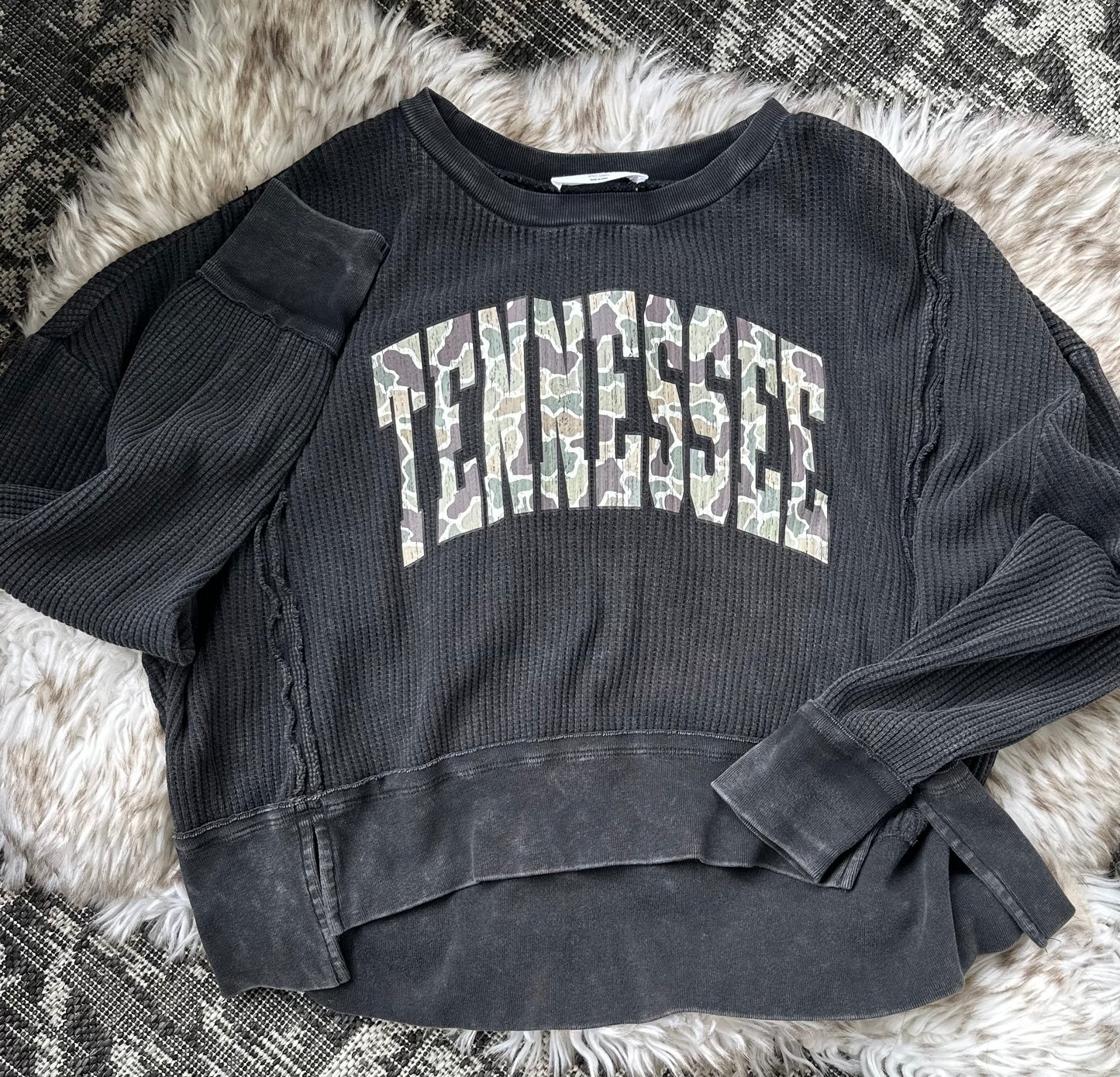 Tennessee Camo Crop Waffle Knit Sweatshirt