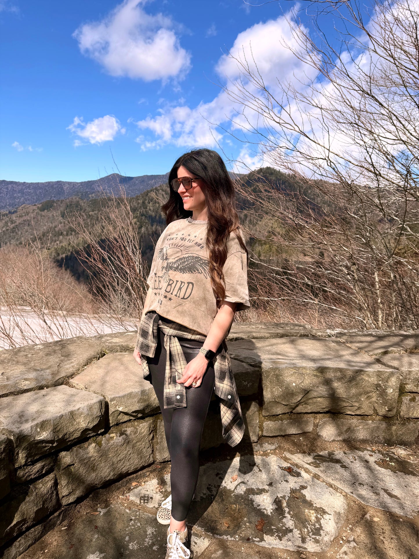 Distressed Cropped Free Bird Tee