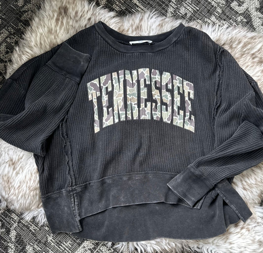 Tennessee Camo Crop Waffle Knit Sweatshirt